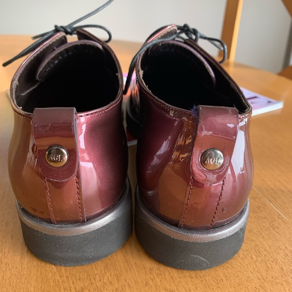 COOL ๐ AGL Patent Leather Loafers Burgundy Maroon Size 6 Made in Italy -New! - Picture 9 of 15
